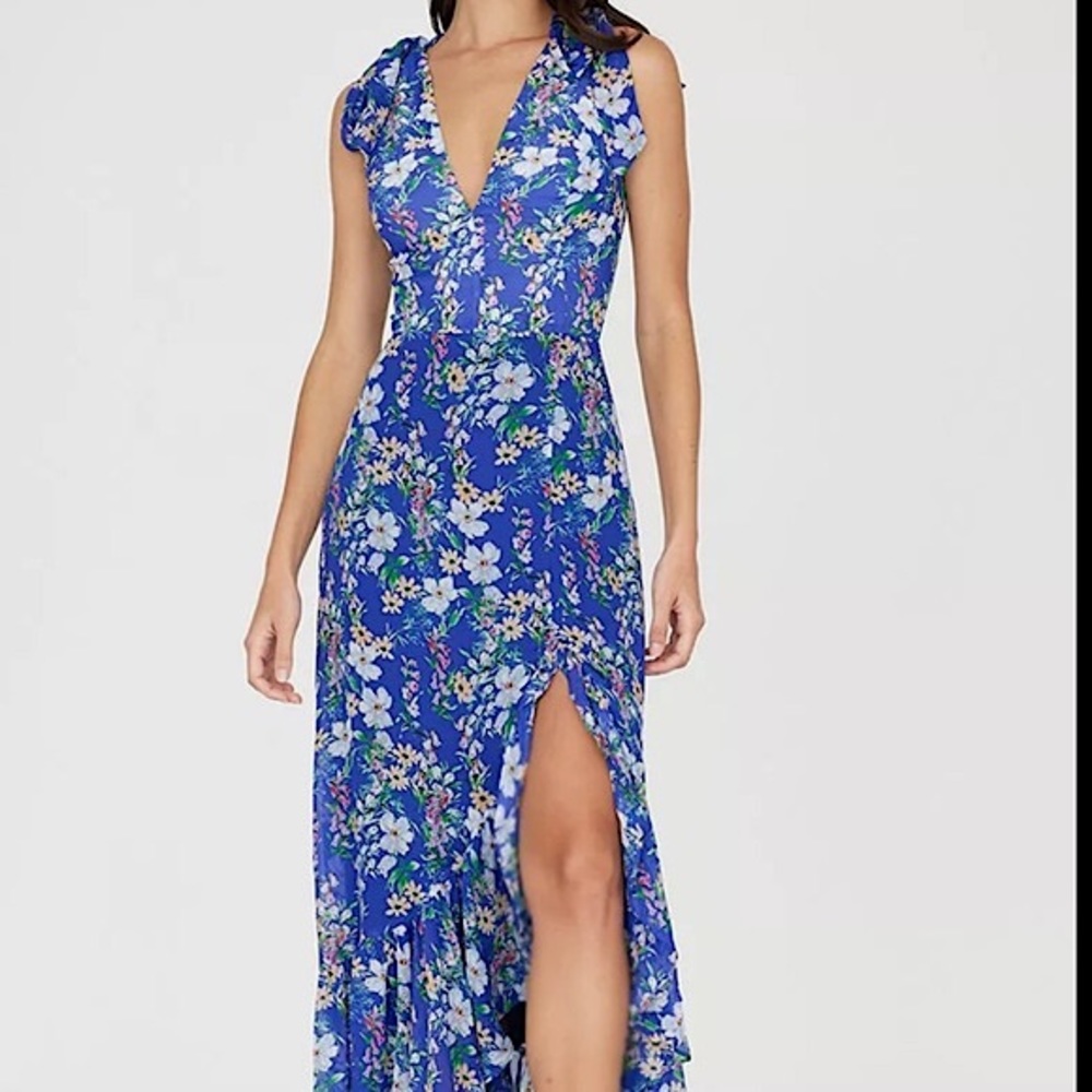 YUMI KIM Kate Dress Floral pattern with tulip ruffle hem Sz L NWT